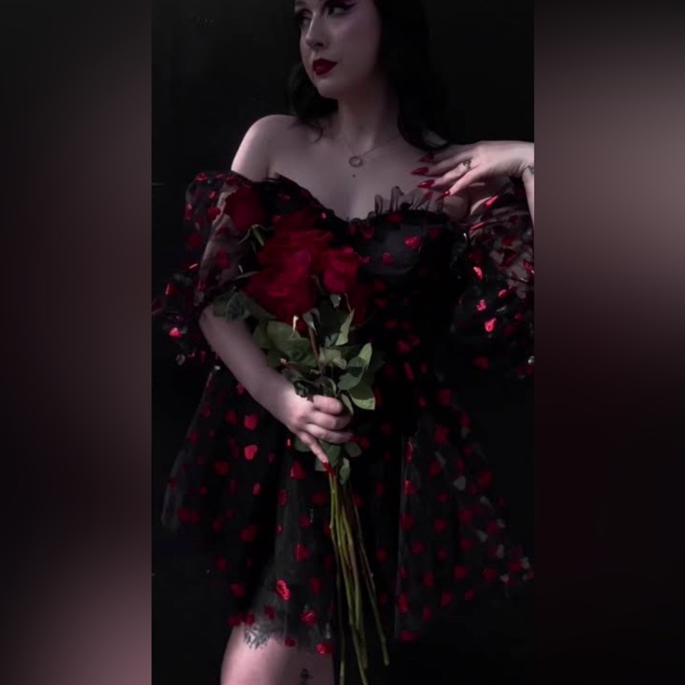 Foxblood 🥀 Queen of Hearts ❣️ Valentine Party 🖤 Dress - Picture 8 of 8